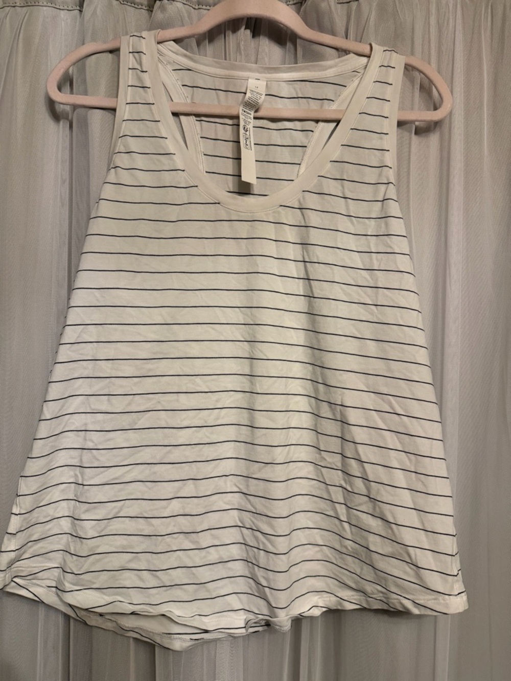 lululemon White Tank Top with Thin Black Stripes